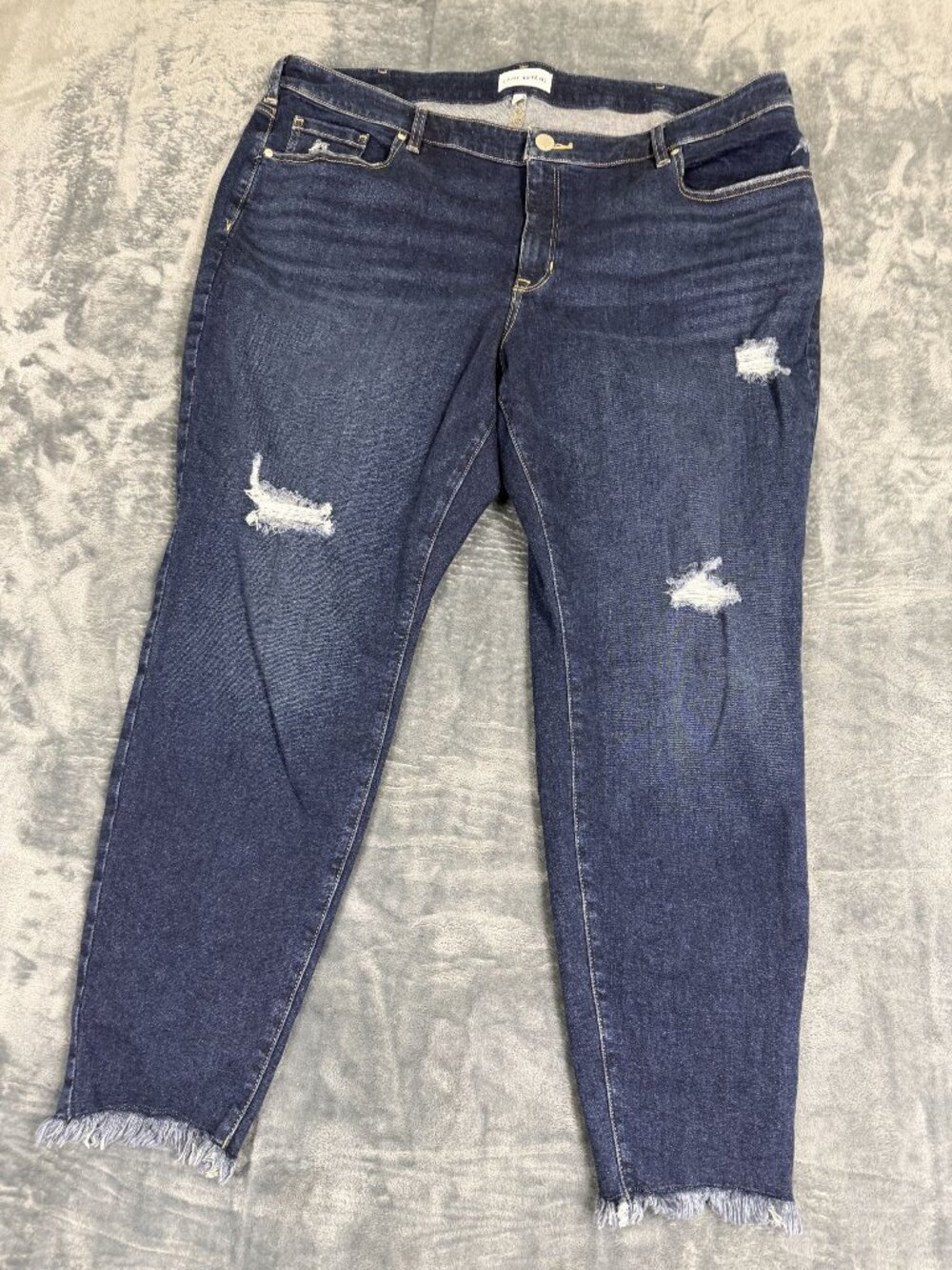 Lane Bryant Womens Plus Size Distressed Denim Jeans With Frayed Hem - Size 24